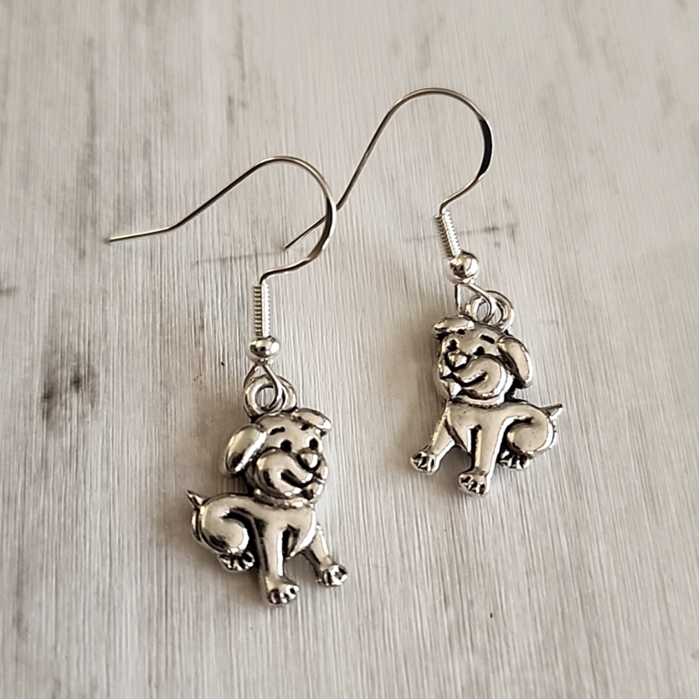 Dog Earrings 925S Post poodle  ER